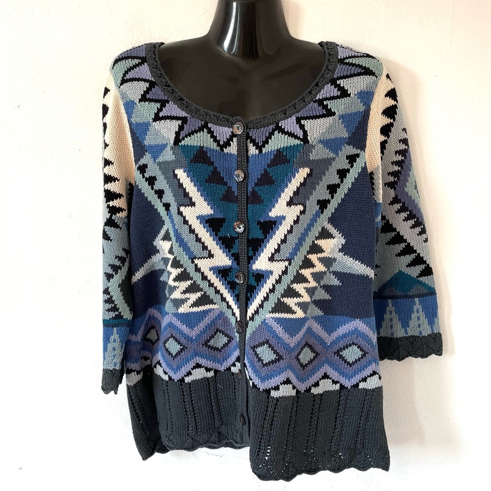 Peruvian Connection Geometric Multicolor 100% Pim… - image 1